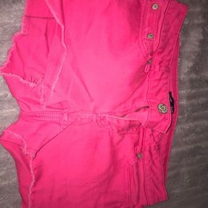 pink denim shorts